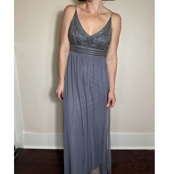 Gorgeous BHLDN Purple Vilette Beaded and Chiffon Gown Size 6 - Picture 1 of 5